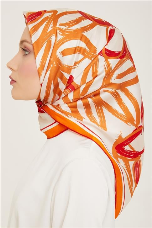 Armine Çiçek Desenli Twill İpek Eşarp 24Ya9123 5 50