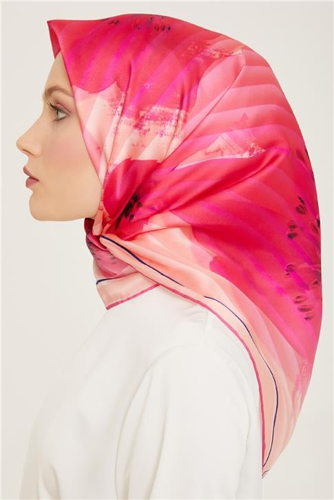 Armine Çiçek Desenli Twill İpek Eşarp 24Ya9100 87 33