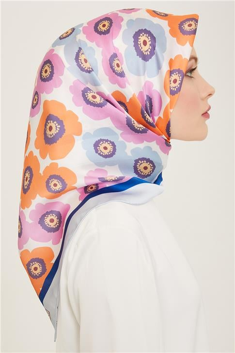 Armine Çiçek Desenli Twill İpek Eşarp 24Ya9106 54 39