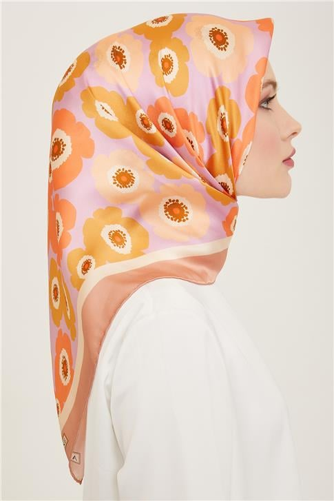 Armine Çiçek Desenli Twill İpek Eşarp 24Ya9106 54 09