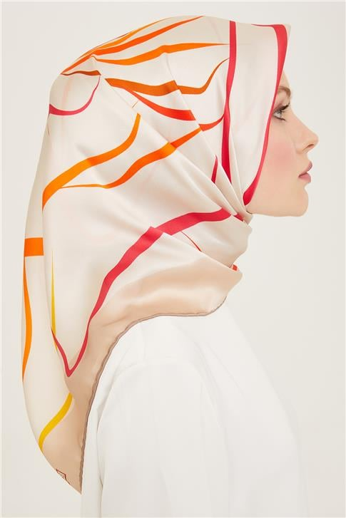 Armine Çiçek Desenli Twill İpek Eşarp 24Ya9115 31 02