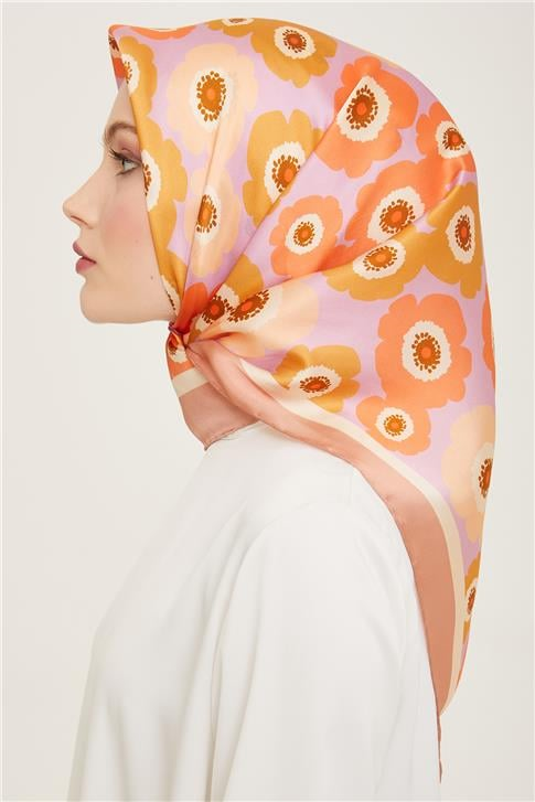 Armine Çiçek Desenli Twill İpek Eşarp 24Ya9106 54 09