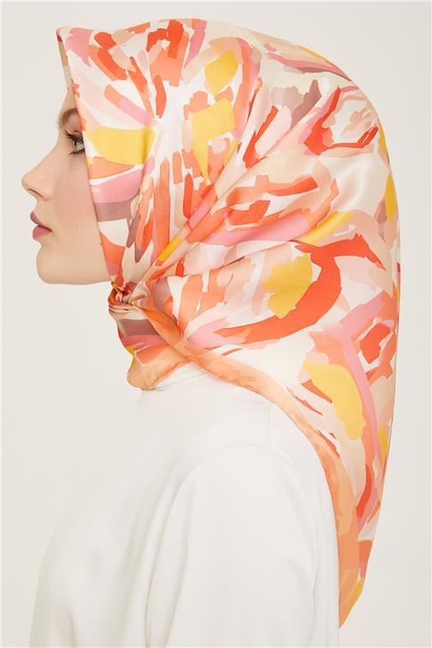 Armine Çiçek Desenli Twill İpek Eşarp 24Ya9140 51 50