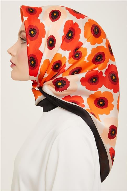 Armine Çiçek Desenli Twill İpek Eşarp 24Ya9106 54 04