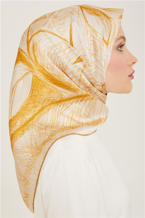 Armine Çiçek Desenli Twill İpek Eşarp 24Ya9121 1 01