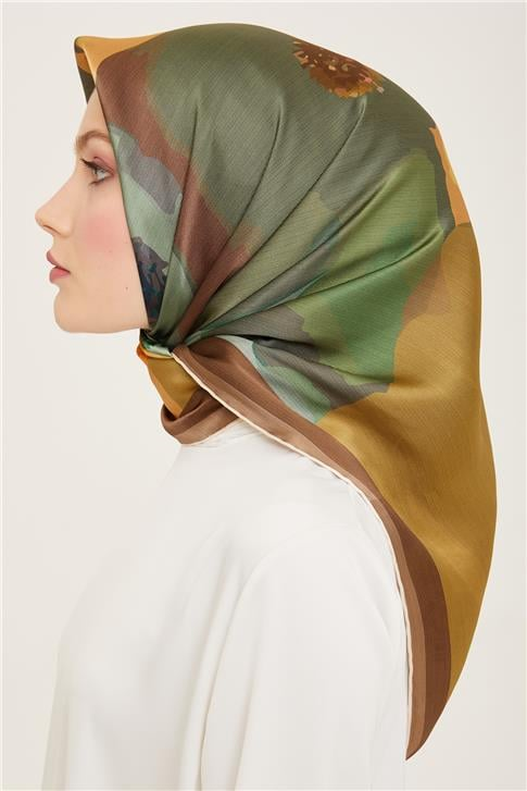 Armine Çiçek Desenli Twill İpek Eşarp 24Ya9145 2 33