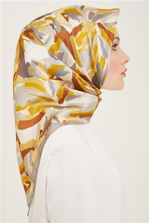 Armine Çiçek Desenli Twill İpek Eşarp 24Ya9140 51 36