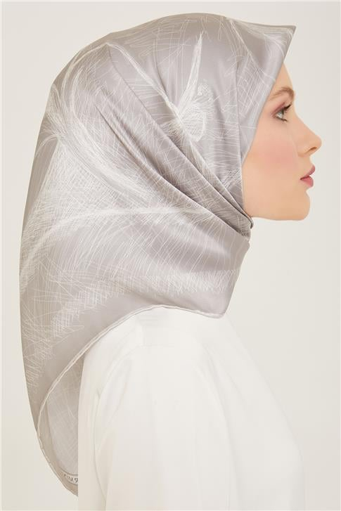 Armine Çiçek Desenli Twill İpek Eşarp 24Ya9121 1 53