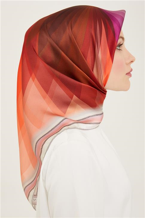 Armine Çiçek Desenli Twill İpek Eşarp 24Ya9112 34 21