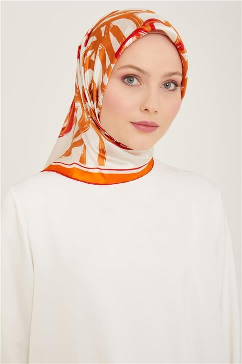 Armine Çiçek Desenli Twill İpek Eşarp 24Ya9123 5 50