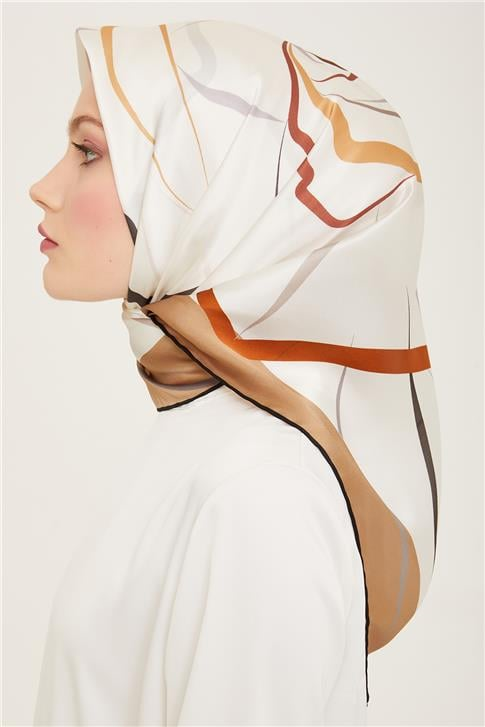 Armine Çiçek Desenli Twill İpek Eşarp 24Ya9115 31 82