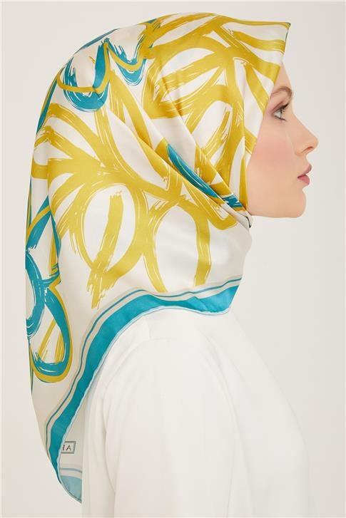 Armine Çiçek Desenli Twill İpek Eşarp 24Ya9123 5 05