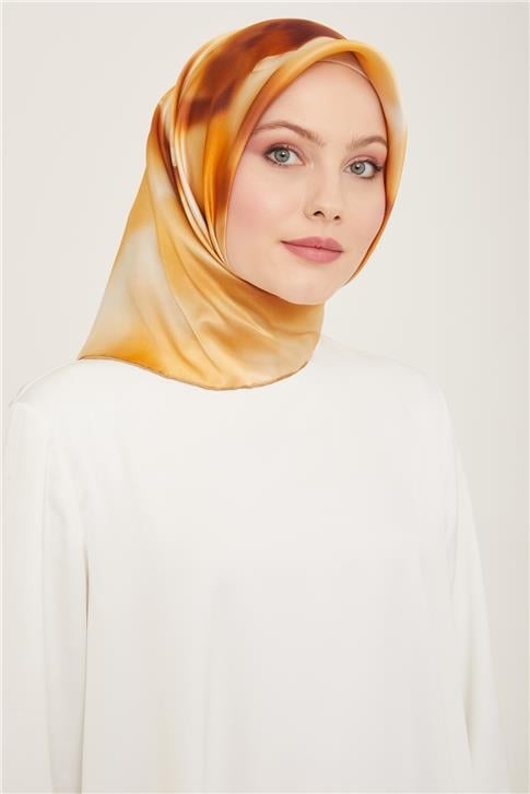 Armine Çiçek Desenli Twill İpek Eşarp 24Ya9124 82 51