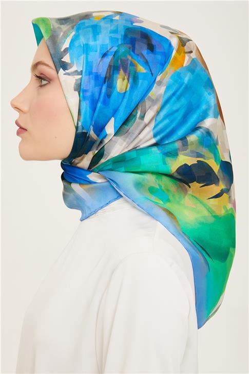Armine Çiçek Desenli Twill İpek Eşarp 24Ya9103 81 83