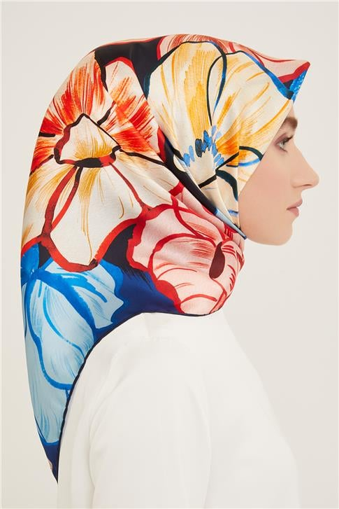 Armine Çiçek Desenli Twill İpek Eşarp 24Ya9110 5 38