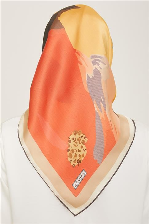 Armine Çiçek Desenli Twill İpek Eşarp 24Ya9145 2 04