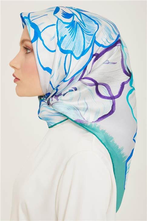 Armine Çiçek Desenli Twill İpek Eşarp 24Ya9110 5 53