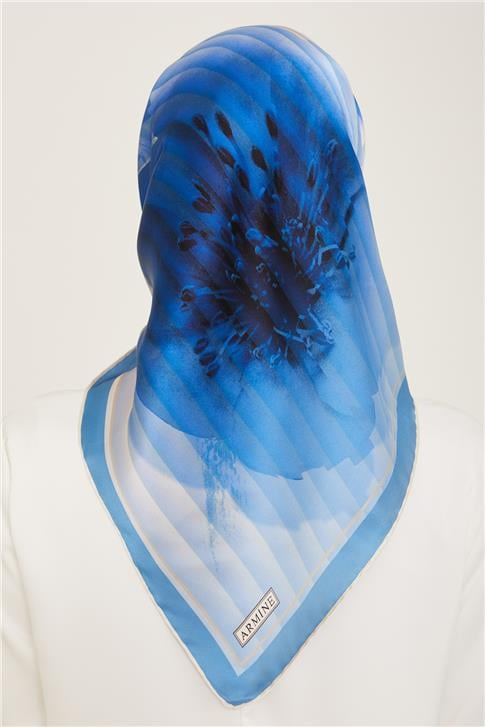 Armine Çiçek Desenli Twill İpek Eşarp 24Ya9100 87 87