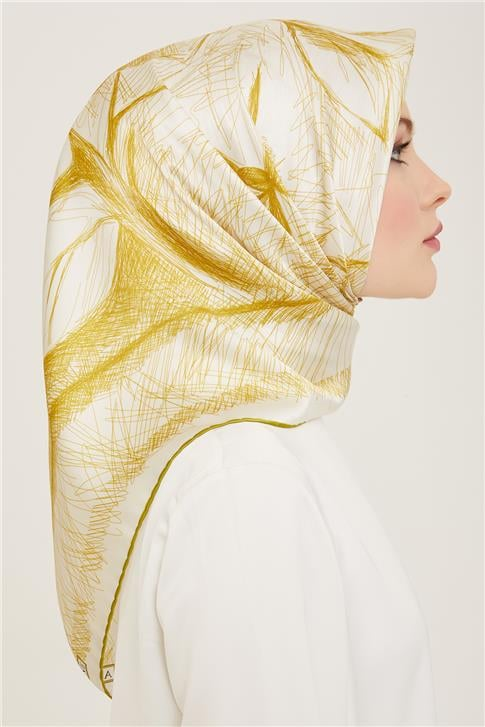 Armine Çiçek Desenli Twill İpek Eşarp 24Ya9121 1 31