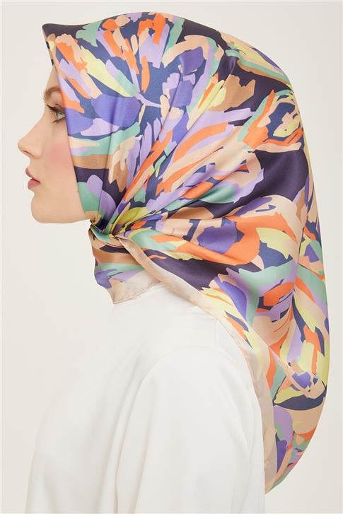 Armine Çiçek Desenli Twill İpek Eşarp 24Ya9140 51 81
