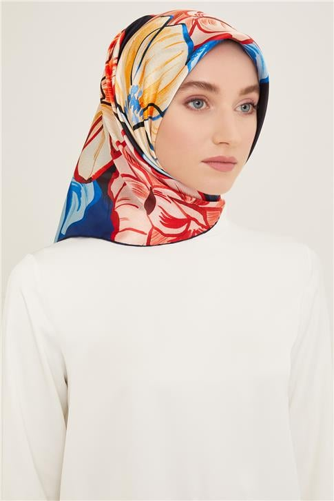 Armine Çiçek Desenli Twill İpek Eşarp 24Ya9110 5 38