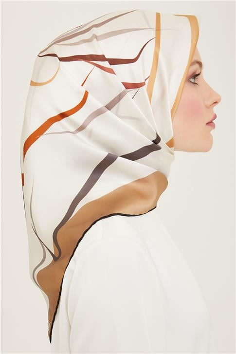 Armine Çiçek Desenli Twill İpek Eşarp 24Ya9115 31 82