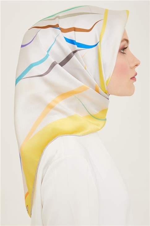 Armine Çiçek Desenli Twill İpek Eşarp 24Ya9115 31 84