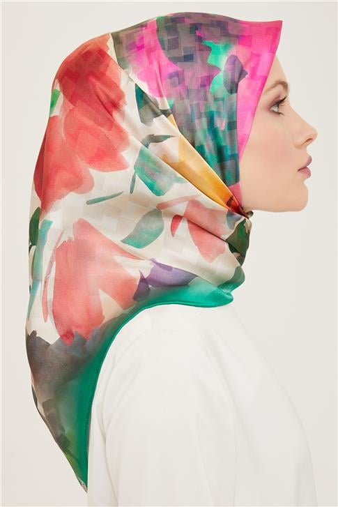 Armine Çiçek Desenli Twill İpek Eşarp 24Ya9103 81 81