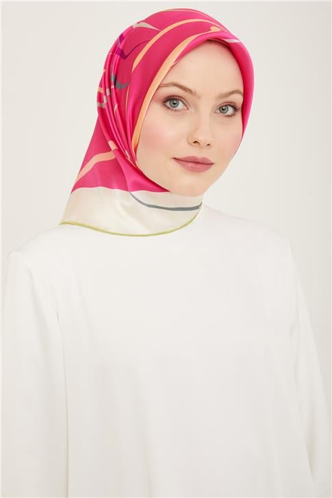 Armine Çiçek Desenli Twill İpek Eşarp 24Ya9115 31 80