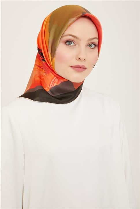 Armine Çiçek Desenli Twill İpek Eşarp 24Ya9145 2 34