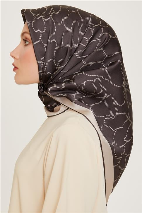 Armine Çiçek Desenli Twill Saf İpek Eşarp 9222D 87