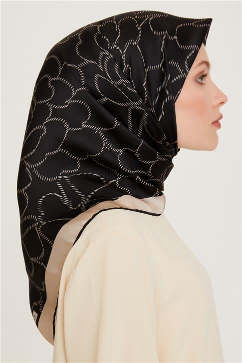 Armine Çiçek Desenli Twill Saf İpek Eşarp 9222D 81