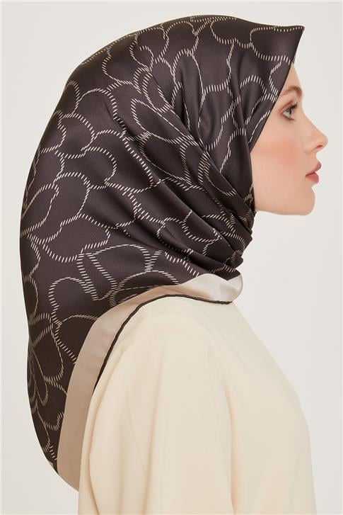 Armine Çiçek Desenli Twill Saf İpek Eşarp 9222D 87