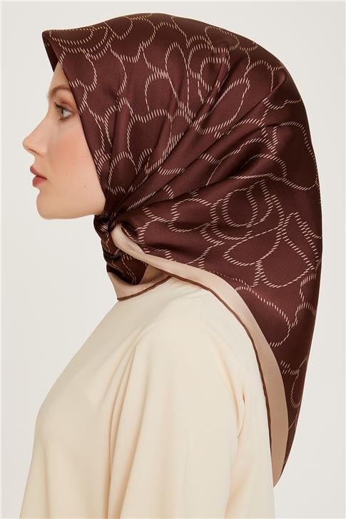 Armine Çiçek Desenli Twill Saf İpek Eşarp 9222D 85