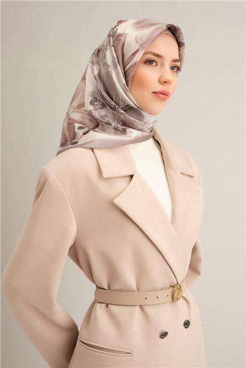 Armine Desenli Saf İpek Twill Eşarp 9318 83