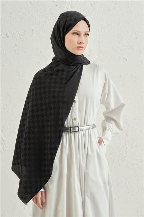 Armine Elegance İpek Pamuk Dama Şal 01