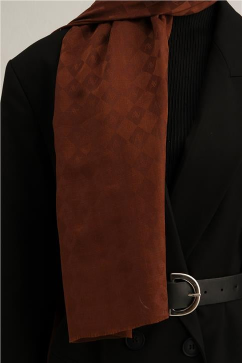 Armine Elegance İpek Pamuk Kare Monogram Şal 9920
