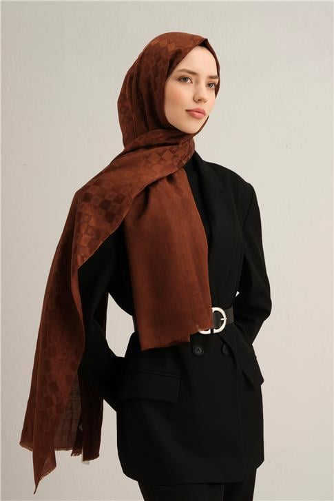 Armine Elegance İpek Pamuk Kare Monogram Şal 9920