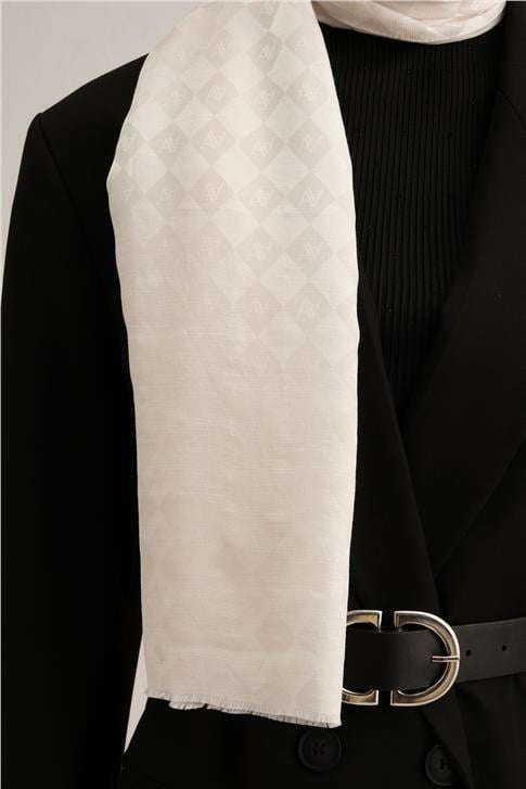 Armine Elegance İpek Pamuk Kare Monogram Şal 10063