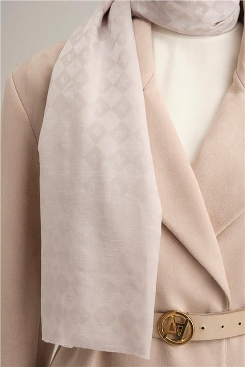 Armine Elegance İpek Pamuk Kare Monogram Şal 11172