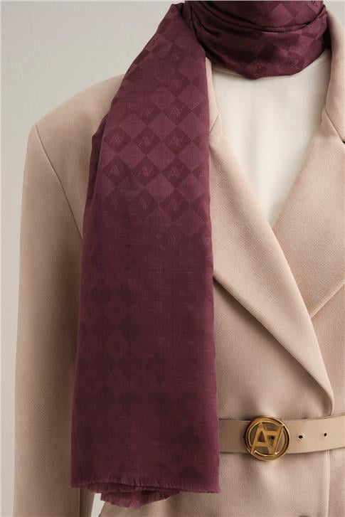 Armine Elegance İpek Pamuk Kare Monogram Şal 10702