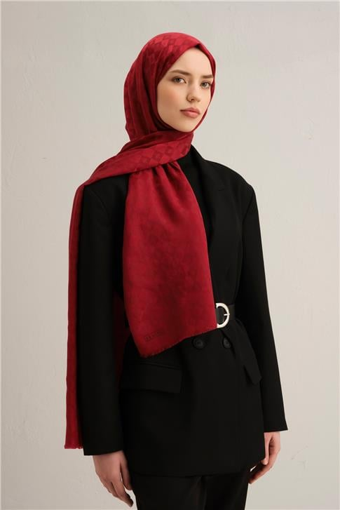 Armine Elegance İpek Pamuk Kare Monogram Şal 11174