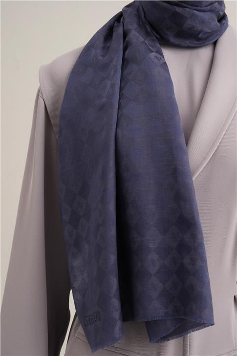 Armine Elegance İpek Pamuk Kare Monogram Şal 10699