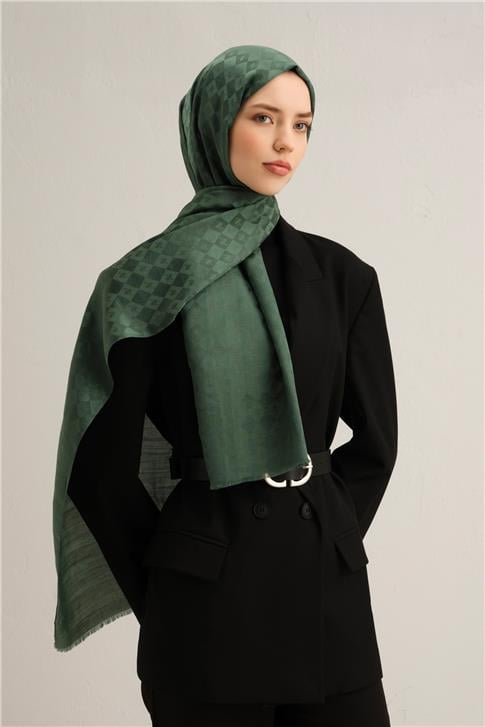 Armine Elegance İpek Pamuk Kare Monogram Şal 10703