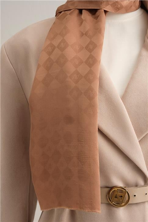 Armine Elegance İpek Pamuk Kare Monogram Şal 10073