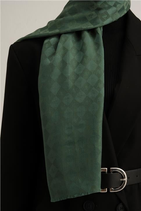 Armine Elegance İpek Pamuk Kare Monogram Şal 10703