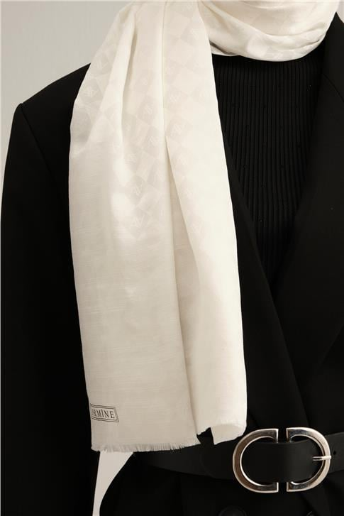 Armine Elegance İpek Pamuk Kare Monogram Şal 20