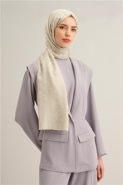 Armine Elegance İpek Pamuk Kare Monogram Şal 9913