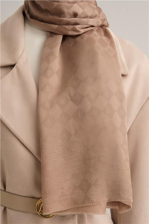 Armine Elegance İpek Pamuk Kare Monogram Şal 9912