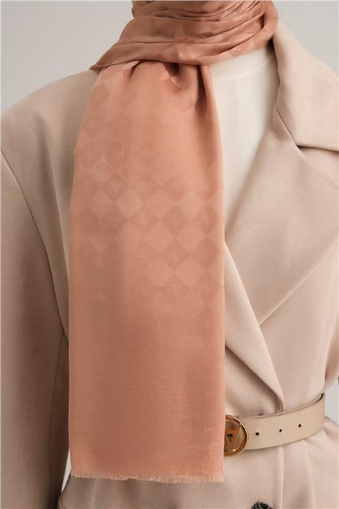 Armine Elegance İpek Pamuk Kare Monogram Şal 10694
